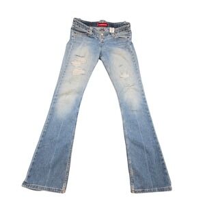 Levi's‎ 520 Too Superlow Flare Jeans Distressed Light Wash Y2K Size 9 JR L